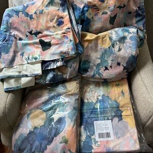 Anthropologie Helen Dealtry collab, like velvet blue floral cottage-core curtain